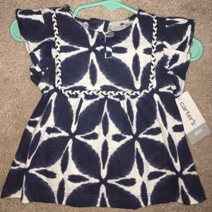 SOLD Navy & White Flutter Tie Dye Top NWT💕